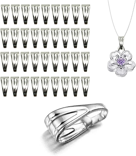 200 Pieces Pinch Clip Clasp Pendant Clasps , Snap Bail Hook Pinch Clip Necklace Clasps Pendant Charms Clasp Connectors Bails for Necklace Chocker Pendant Jewelry DIY Craft(8.5 x 3.5 mm)