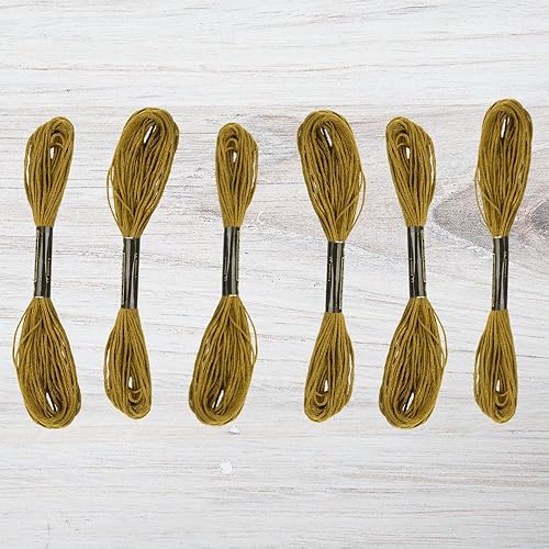 Paquete de hilo de bordar – 6 madejas, 8.7 yardas cada una – hilo de bordado verde militar para costura, pulseras de bricolaje, manualidades, tejido