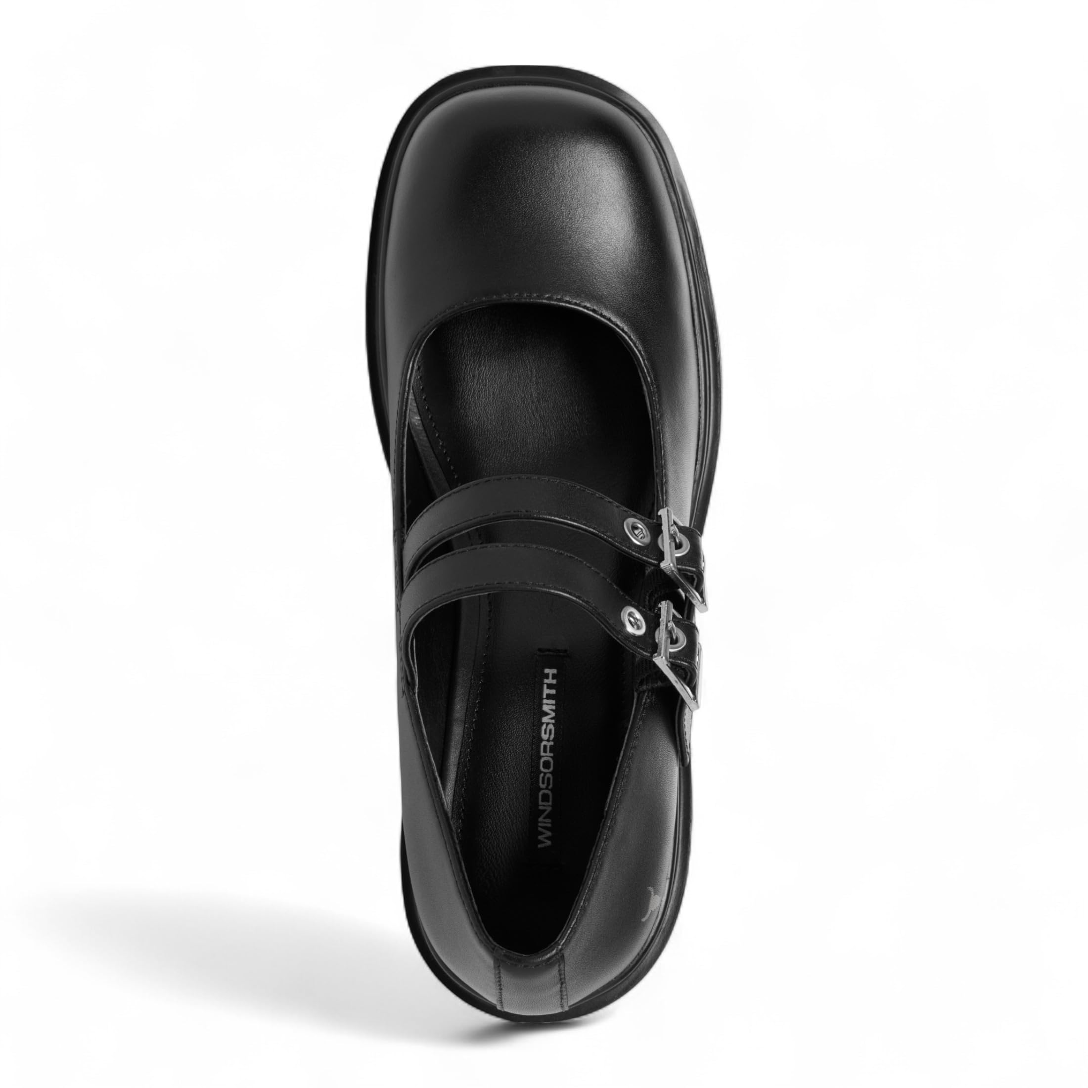 Scarpe Mary Jane con Tacco e Plateau in Pelle Nera Windsorsmith da Donna