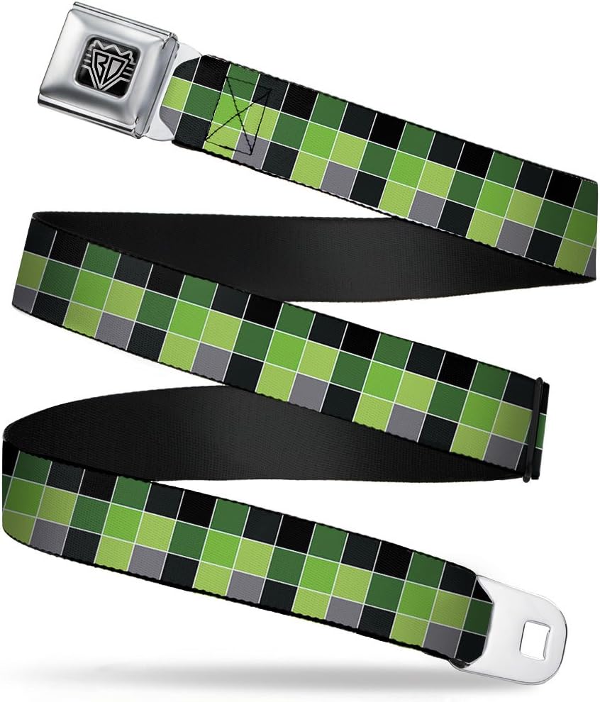 Buckle-Down Seatbelt Belt - Checker Mosaic Green