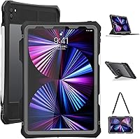 Vista 7 de ShellBox Case Funda impermeable para iPad mini 4/5, funda protectora de cuerpo completo a prueba de golpes a prueba de polvo con soporte ajustable