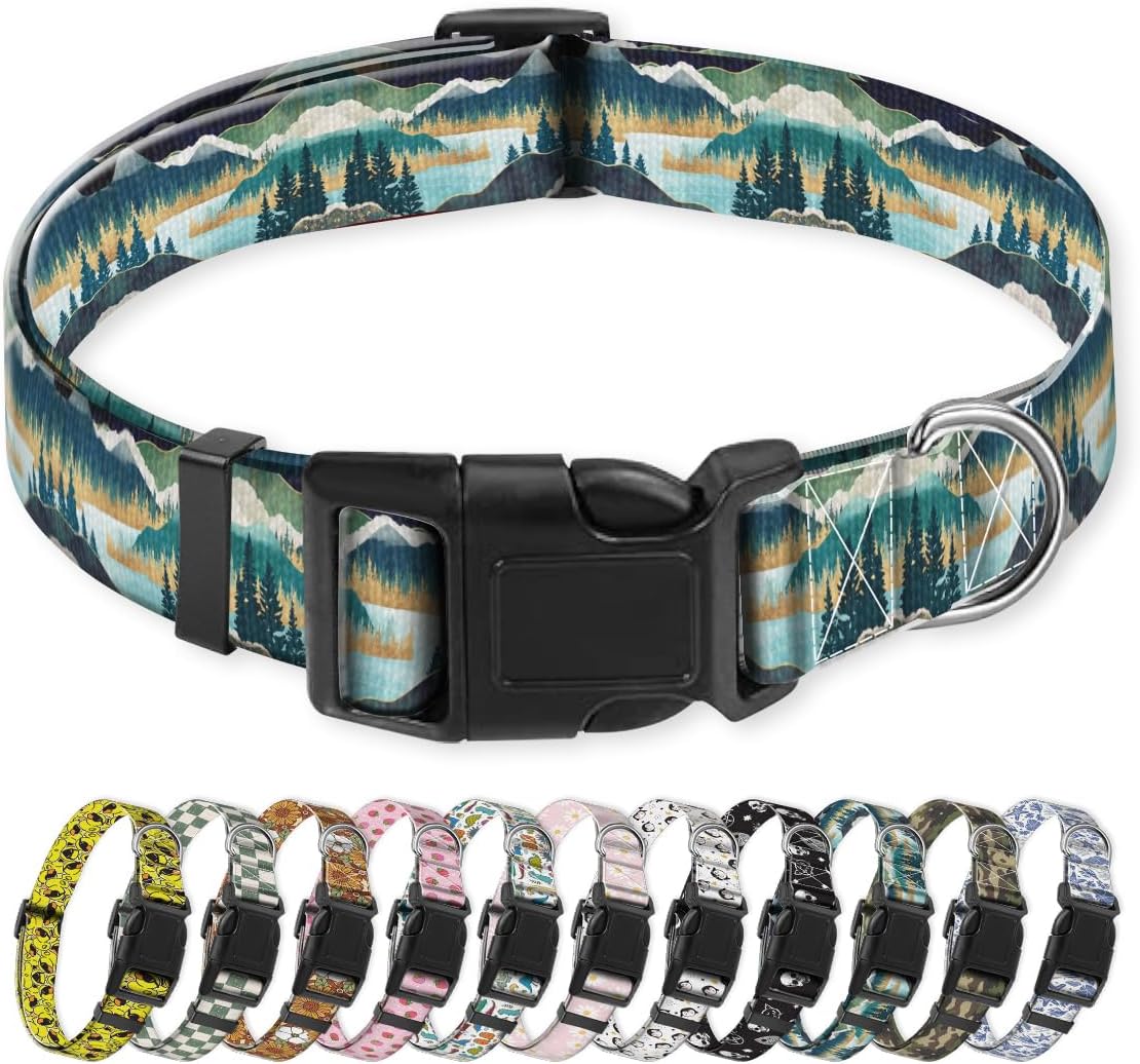 Dog Collar, Cute Puppy Collar, Funny Pet Collar, Adjustable Soft Dog Collars for Large Dogs Beautiful Moon Mountain