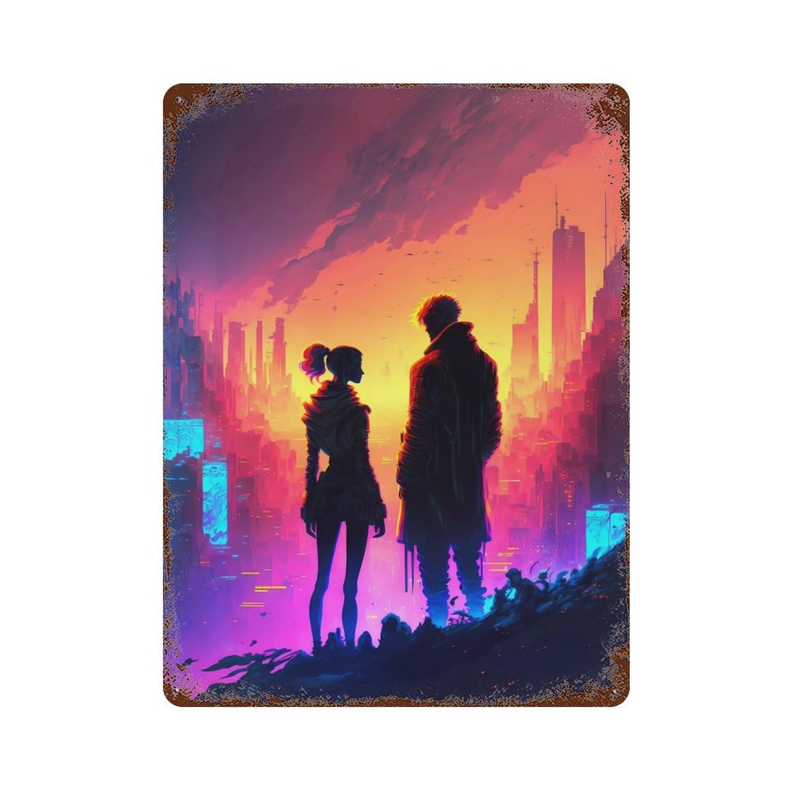 Sunset Landscape Decorative Tin Sign 15.7"x11.8", Ideal for Garage, Bar And Workshop Decor