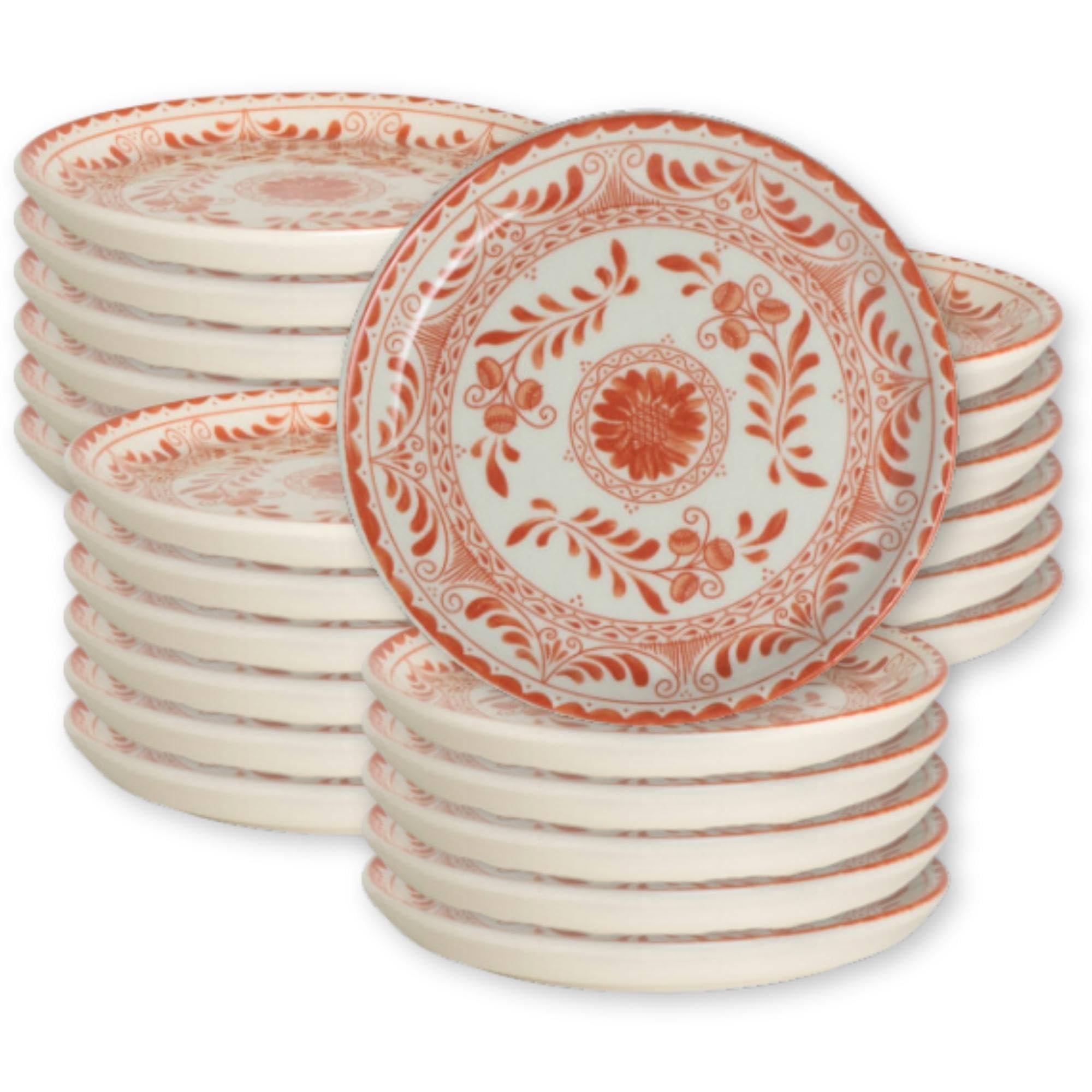 Steelite Appetizer Small Bit Plates, Anfora Talavera Motiva, Fully Vitrified China Earthenware, Ornate Spanish Floral Saucers, Premium Foodservice, Commercial Restaurant Use, 5.7" D, Orange, 24 Pcs