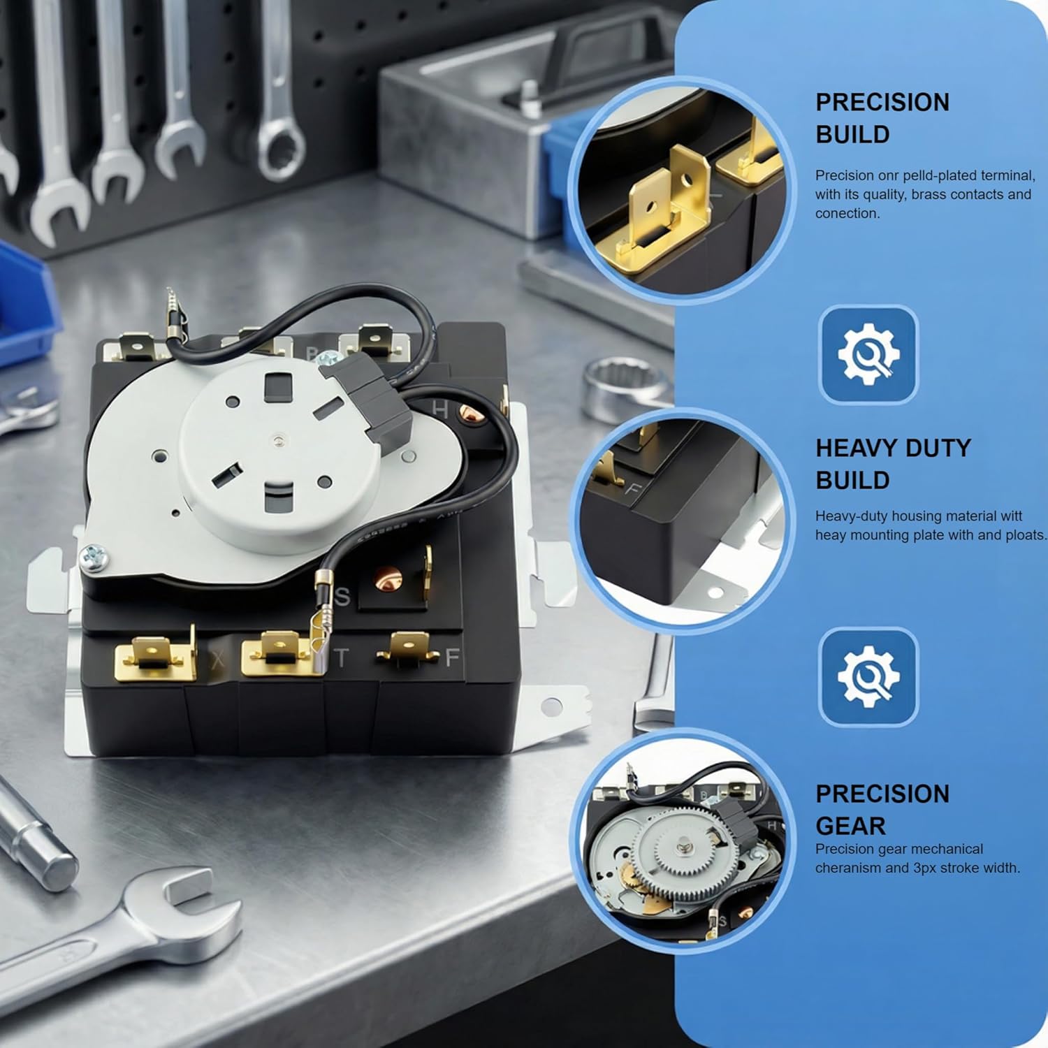 WE04X24550 Dryer Timer Replacement - Direct Fit for GE & Hotpoint Dryers - Replaces 234D2377P004 TMD14M30 WE04X24549 - Compatible with GTD42EASJ2WW GTD48EASW0WB 2-Year QA