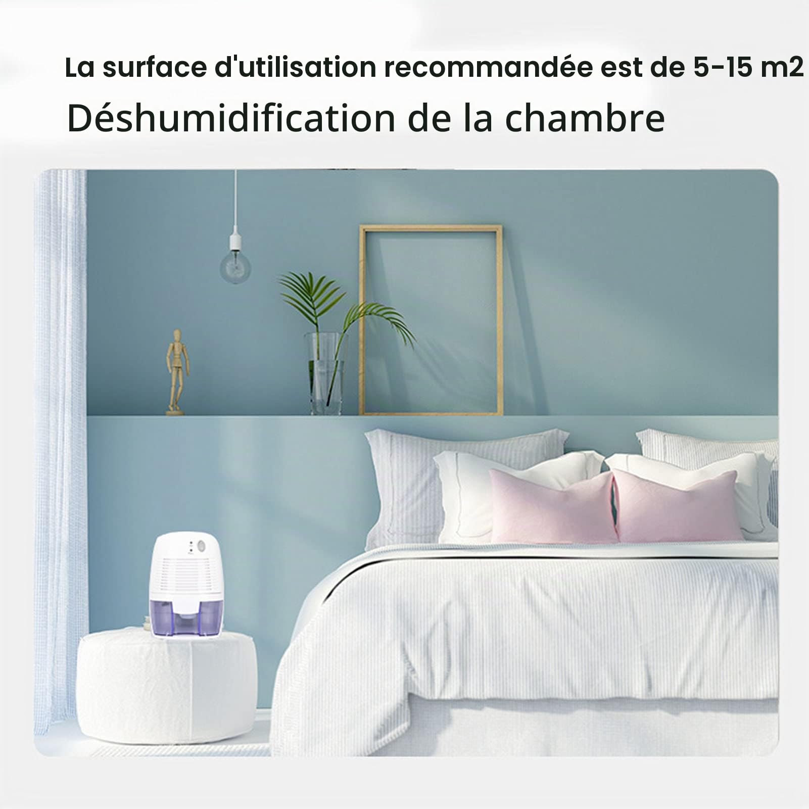 Déshumidificateur Électrique, Mini Déshumidificateur USB Portable Silencieux avec Réservoir Amovible pour Chambre à Coucher, Maison et Bureau