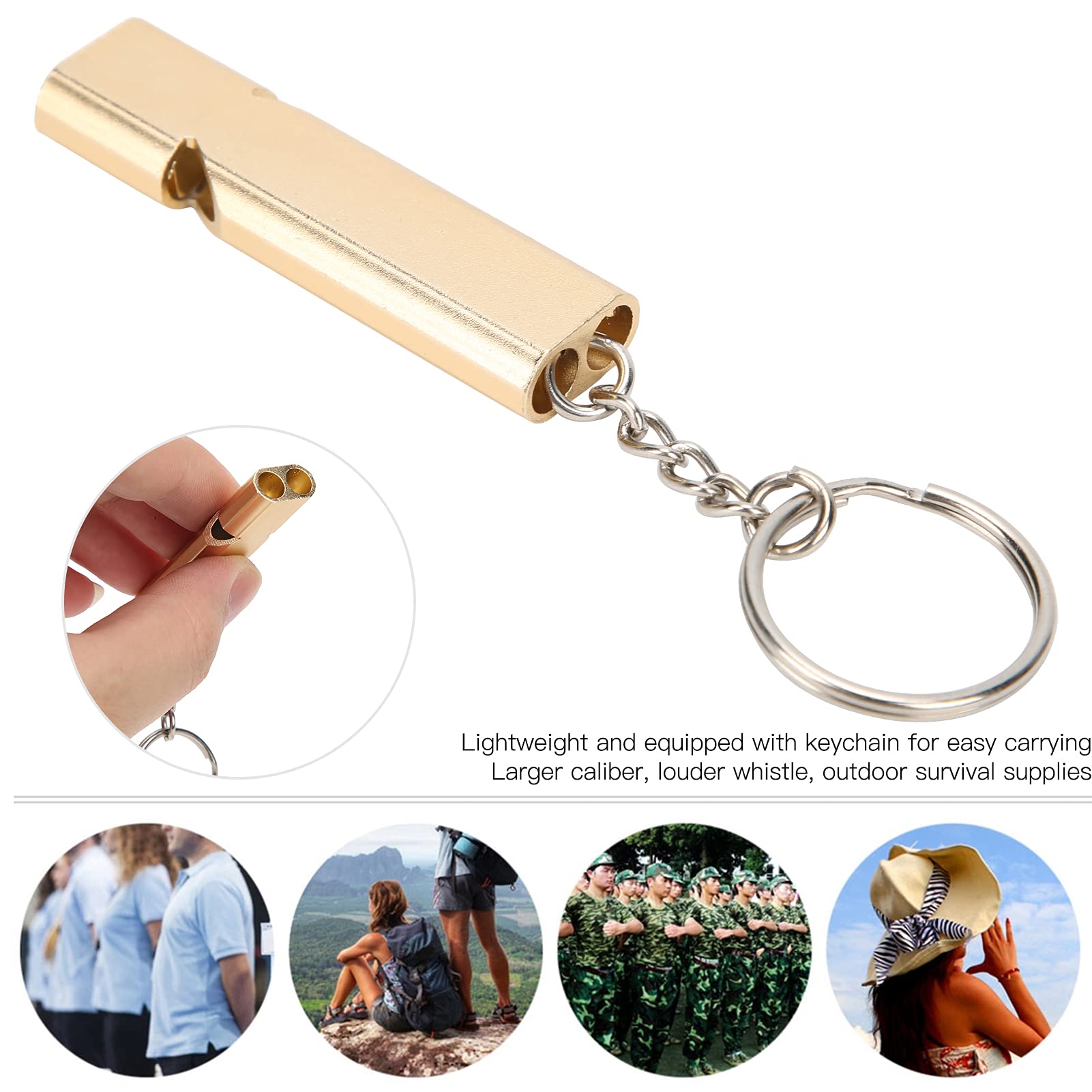 Porte-clés Sifflet De Survie En Alu Doré – Léger, Puissant, Pour Camping, Sport, Arbitrage