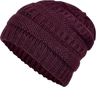 Septangle Womens Winter Hats Cable Knit Beanie Hat Warm Fuzzy Lined Chunky Cap Soft Stretch Skully Beanies