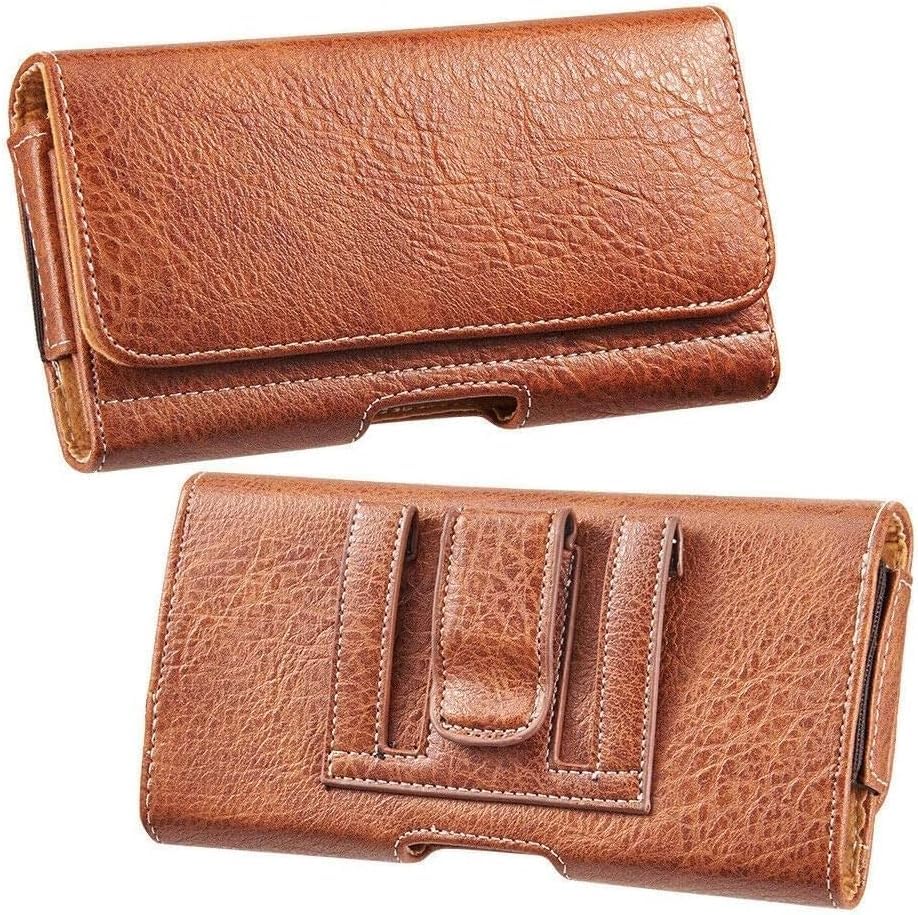 GW USA Holster for iPhone 15 15 Pro 14, 14 Pro, 13 Pro, 13, 12 Pro, 12, iPhone 11, XR - Cell Phone Case with Belt Clip [Magnetic Closure] ID Card Holder Pouch (Fits Otterbox Commuter Case on) Brown