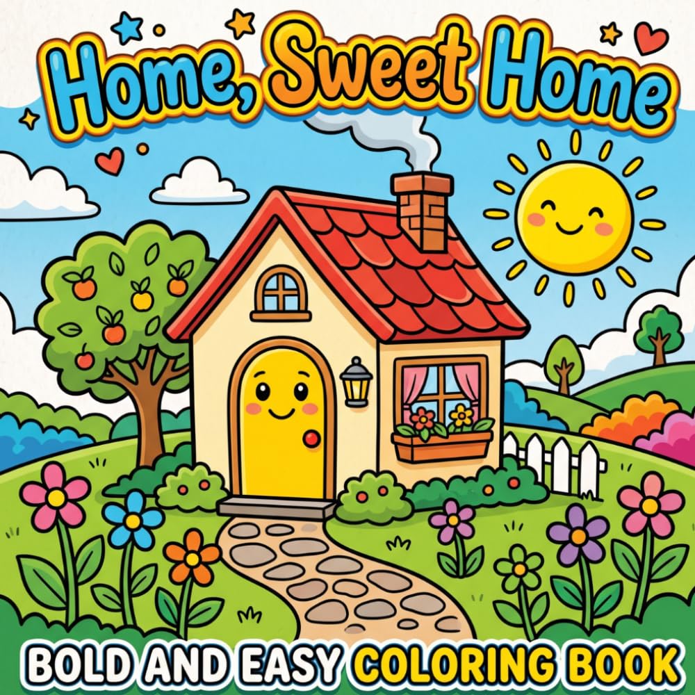 Home Sweet Home: A Bold and Easy Coloring Book for Kids – Simple & Cozy Designs of Rooms, Furniture, and Everyday Objects for Toddlers and Preschoolers