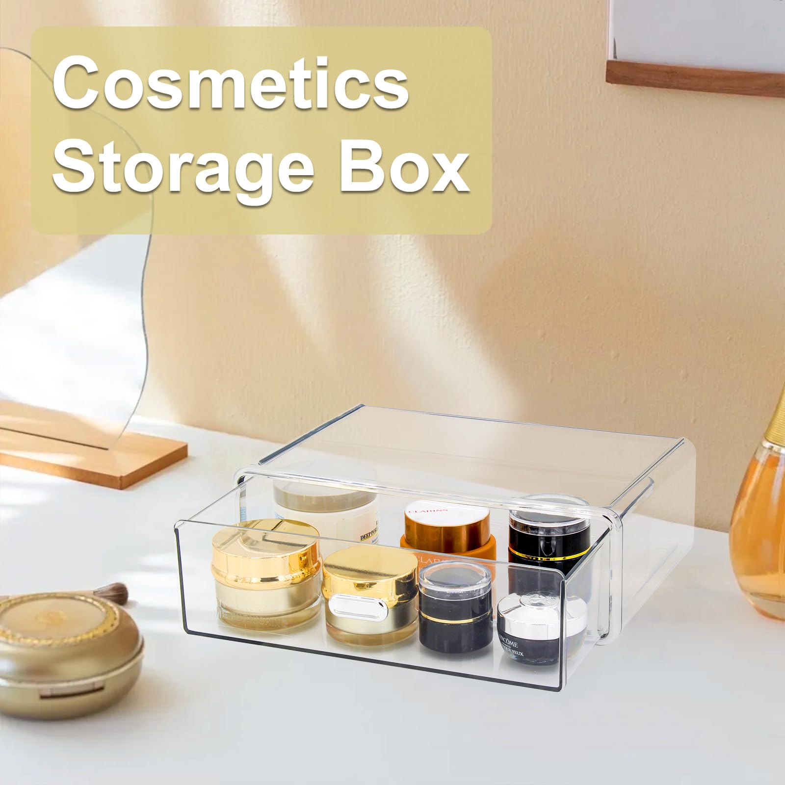 Clear Drawer Organizer - Stackable Drawer Storage Makeup Organizer for Store Cosmetics and Skincares, Suitable for Vanity, Bathroom and Bedroom Locker Organizer-Drawer