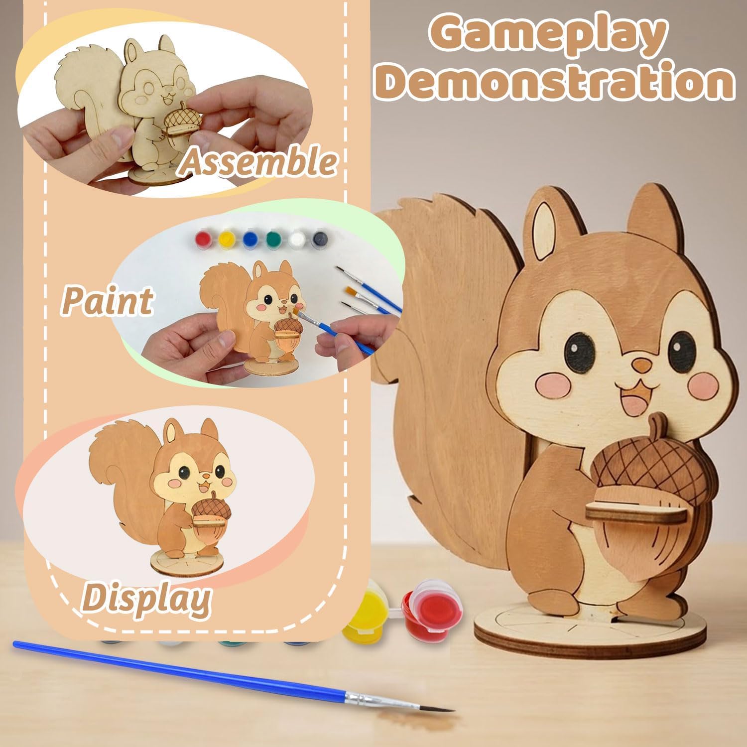 Vileafy Kit d'artisanat en bois brut 3D facile et créatif pour les jours de pluie et les activités d'été pour enfants de 4 à 8 ans et 8 à 12 ans