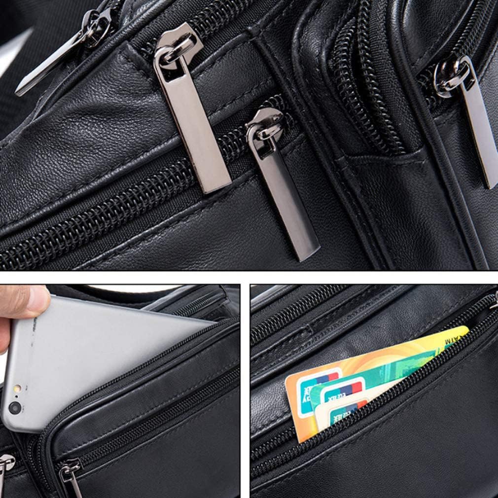 Hebetag Leather Fanny Pack Waist Bag for Men Women Travel Hiking Running Hip Bum Belt Slim Cell Phone Purse Wallet Pouch