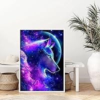 Vista 6 de Pintura de diamante 5D para bricolaje, kits de pintura de diamante de lobo, pinturas de bordado de diamantes de imitación de cristal para adultos