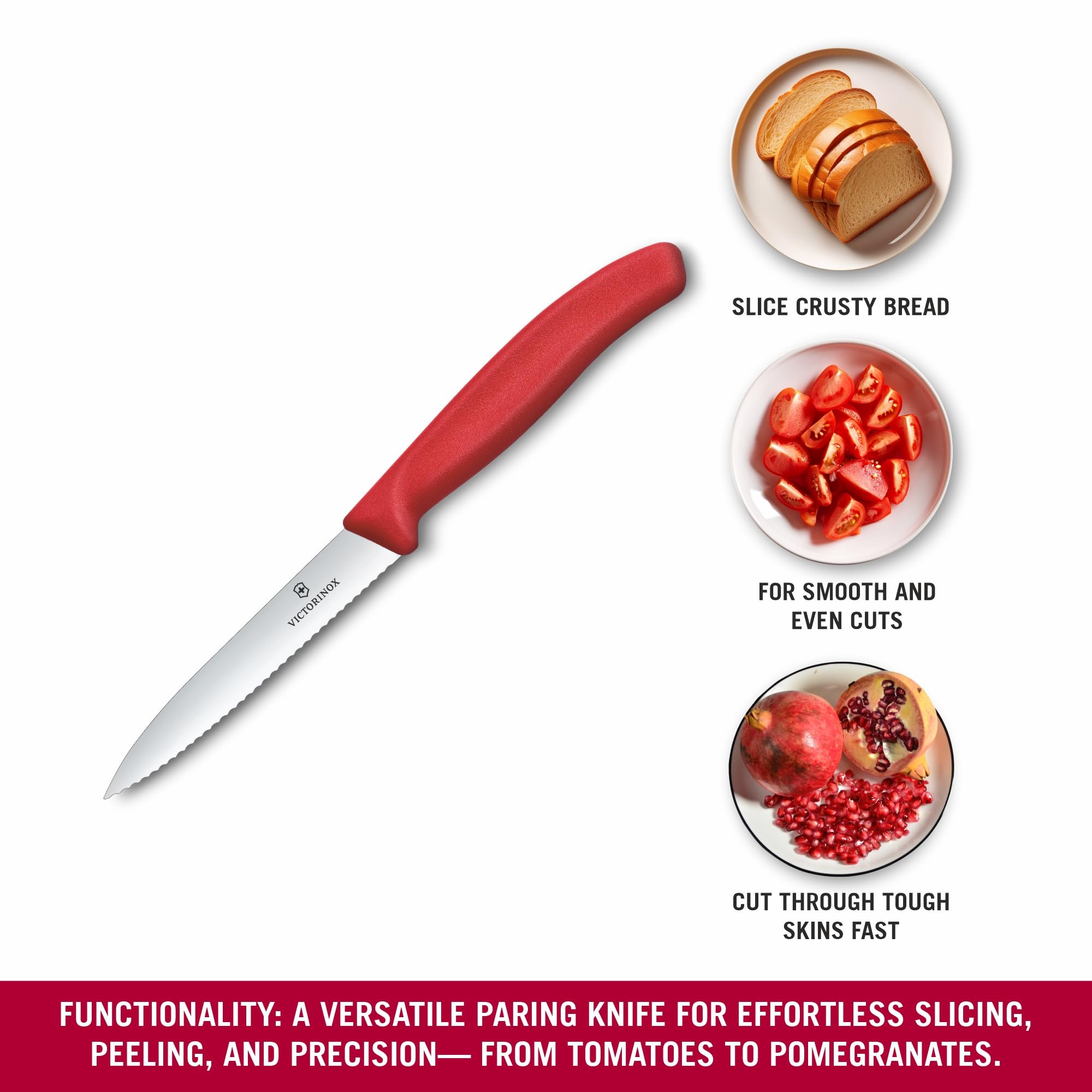 Victorinox 6.7731.C1 Swiss Classic 10cm Tırtıklı Soyma Bıçağı, Kırmızı