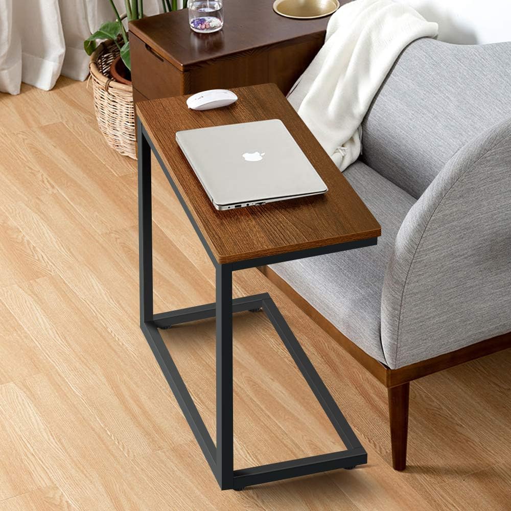 AZ L1 Life Concept C Sofa Side, End Snack Wood Finish and Metal Frame, Couch Tables That Slide Under for Living Room and Small Spaces-Easy Assembly, 21.7inch, Rustic Brown: Furniture & Decor