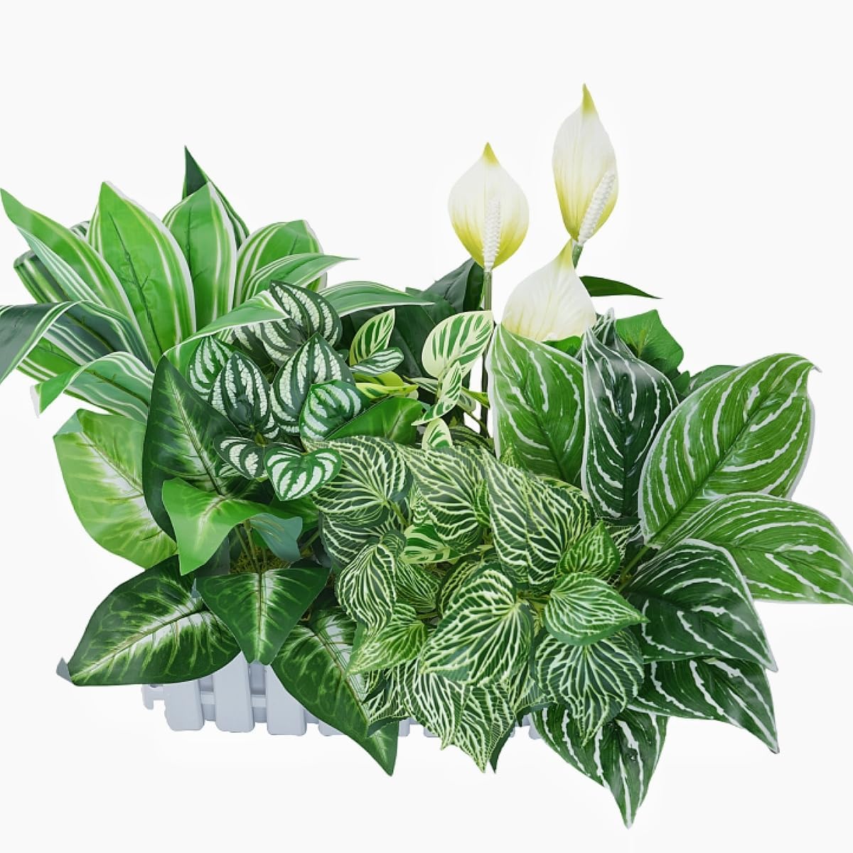 Artificial Greenery Plants 8Pcs Large Outdoor Artificial Plants Fake Greenery Stems UV Resistant Faux Plant Bushes for Indoor Outside Garden Porch Window Box Wedding Farmhouse Home Decor