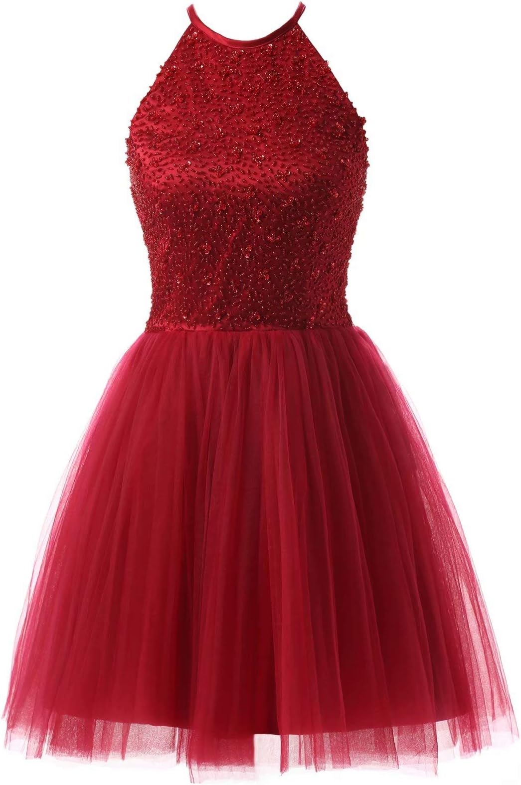 Short Beading Keyhole Back Tulle Homecoming Dresses Prom Gowns Custom Fee Burgundy