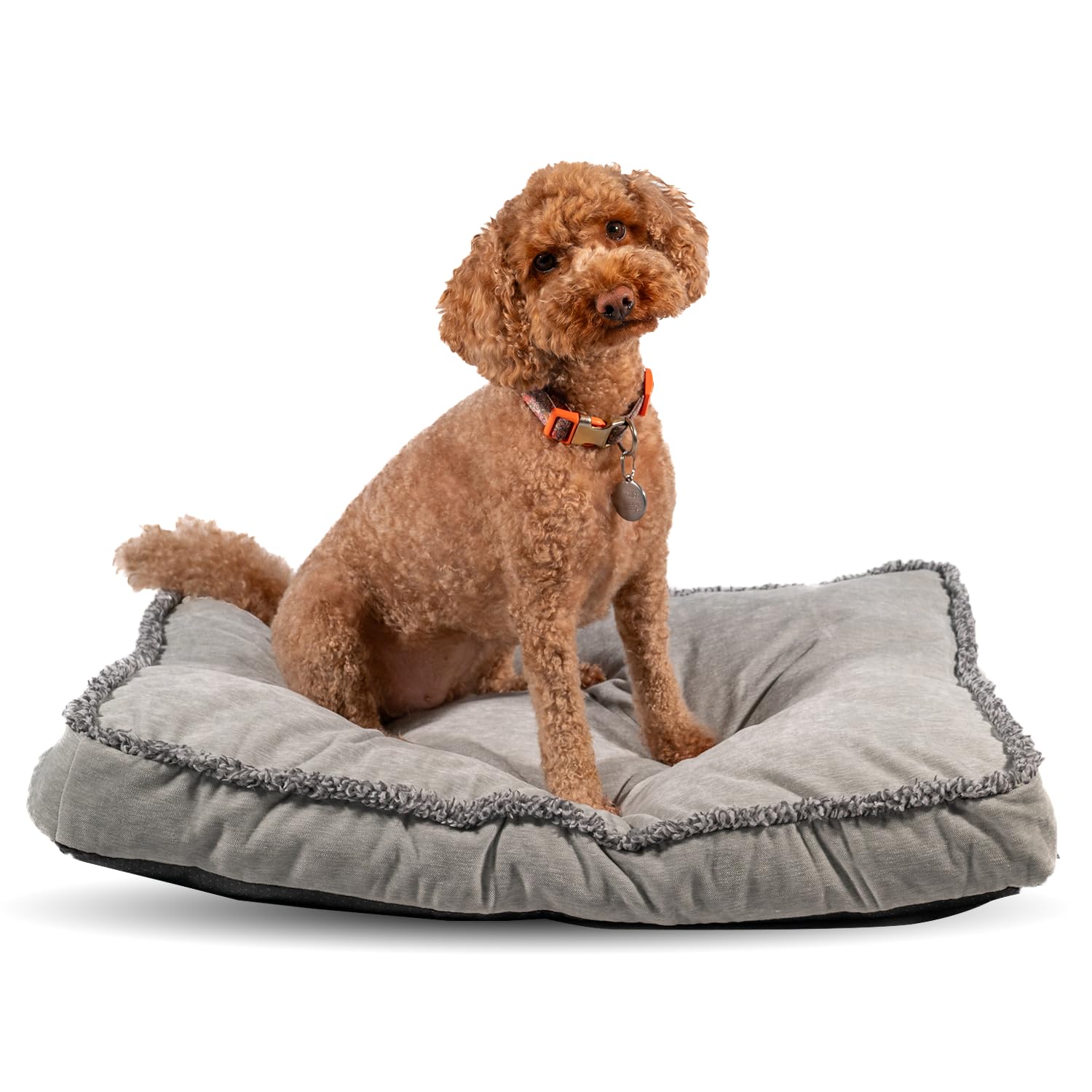 GRENIX Dog Bed – Large Beds UltraSoft Fluffy and Warm – Comfortable and Calming Crate Mattress for Pets – Washable Deluxe Plush Dog Mat with Removable Cover, Grey (91x69x8cm)