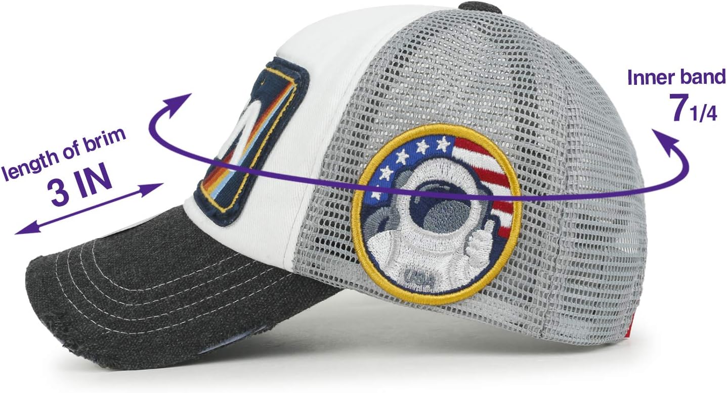 ililily Premium NASA Worm Logo Embroidery Structured Baseball Cap