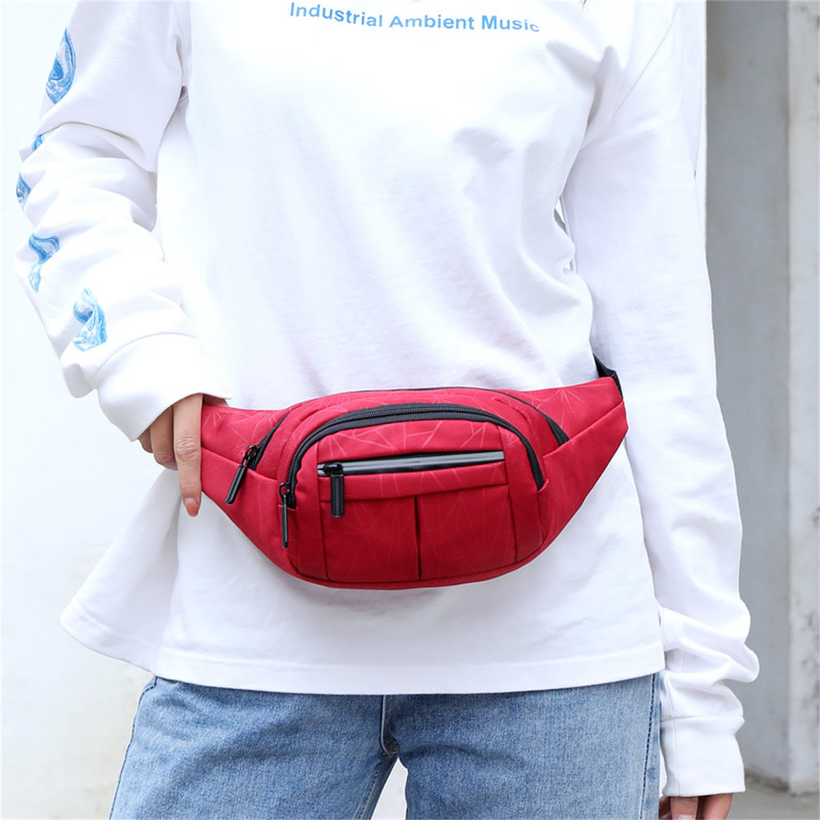 Hixingo Sac Banane Pour Femme Homme, Sacoche Banane Ceinture Réglable Chic Unisexe Sac à La Taille Poche D'entraînement Bandoulière Sac Pour Le Sport, La Course, La Randonnée (32x15x8cm,Beige