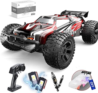 DEERC 9206E RC Ferngesteuertes Auto mit 48 km/h High Speed, 4WD 1:10 CAR Off-Road 2.4GHz Funkfernsteuerung Monstertruck Buggy,2 Akku Lange Laufzeit,Crawler Spielzeug Rennwagen für Kinder Erwachsene