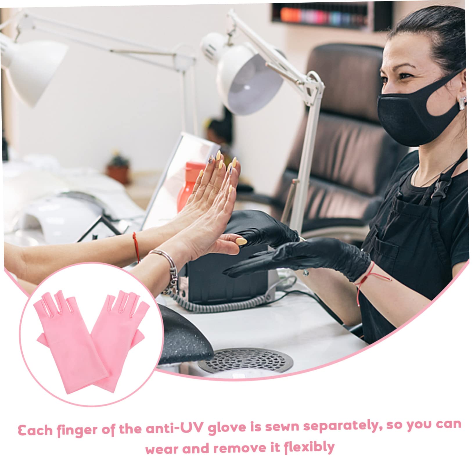 Healeved 5pares Guantes De Protección Uv Para Manicura Guantes Anti-uv Para Gel Accesorios De Arte De Uñas Protección Solar Para Manos Al Aire