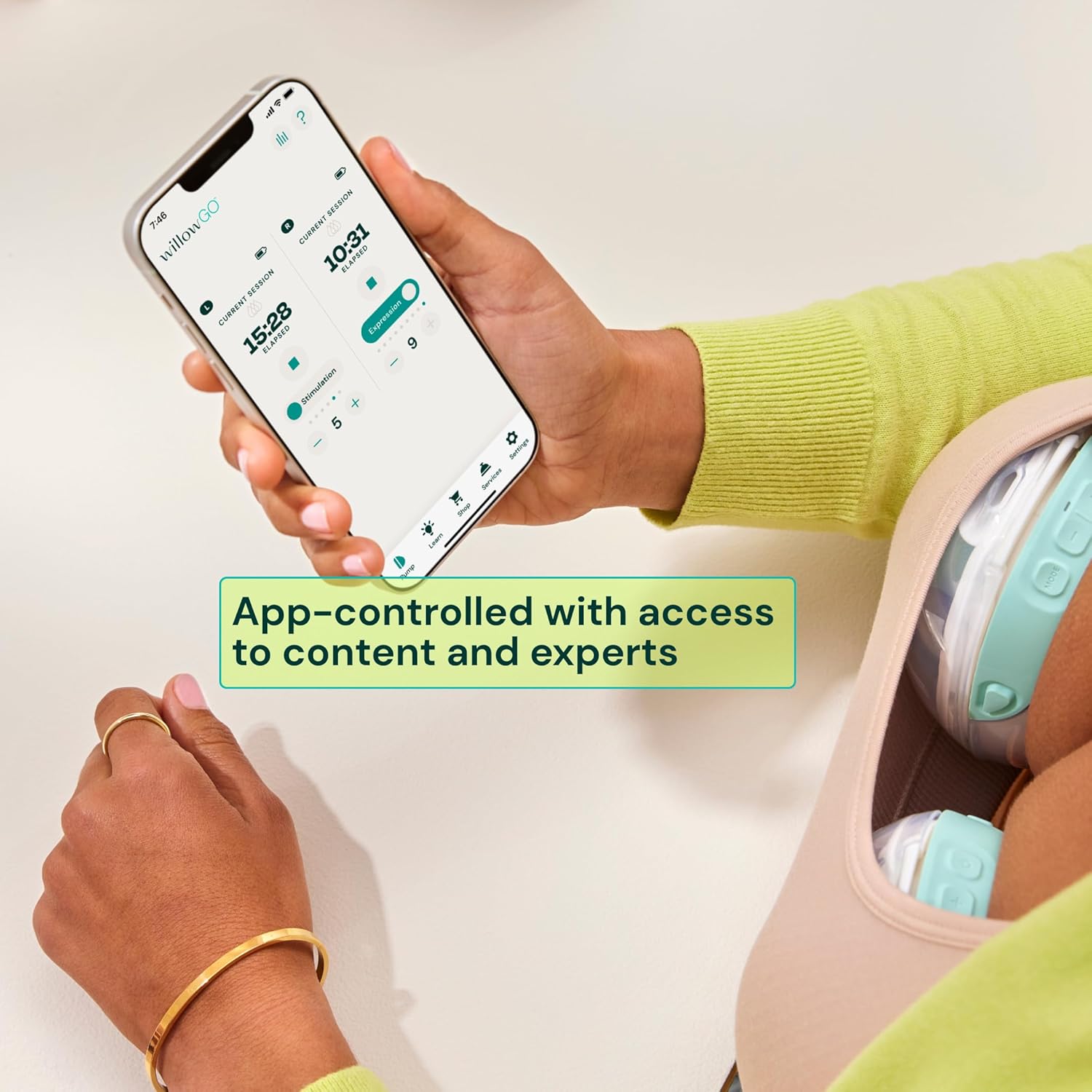 Willow Go - Hands Free Breast Pump - Wearable Breastfeeding Pump - Portable, Electric, Cordless, & 9 Levels of Hospital Grade Suction Strength - Postpartum Essentials - Double Breast Pump - Image 4