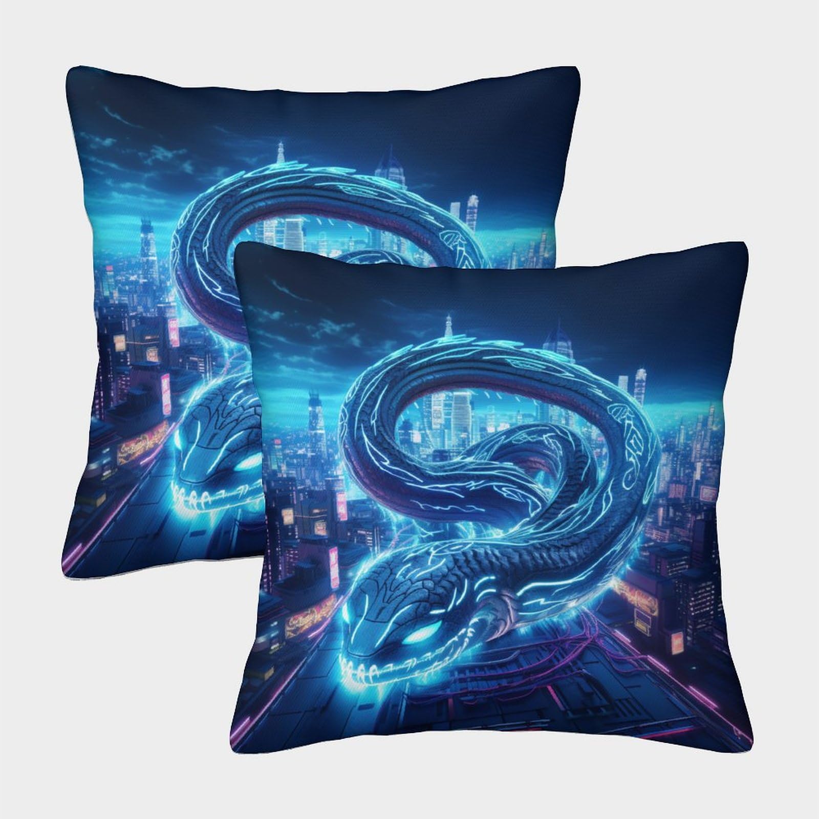 GUYDZOOM Cyberpunk Snake Cushion Covers Set of 2 Interior Decorative Cushion Cover for Bedroom Sofa Cushion Cover Hidden Zip Interior Decoration |50x50cm — image 1