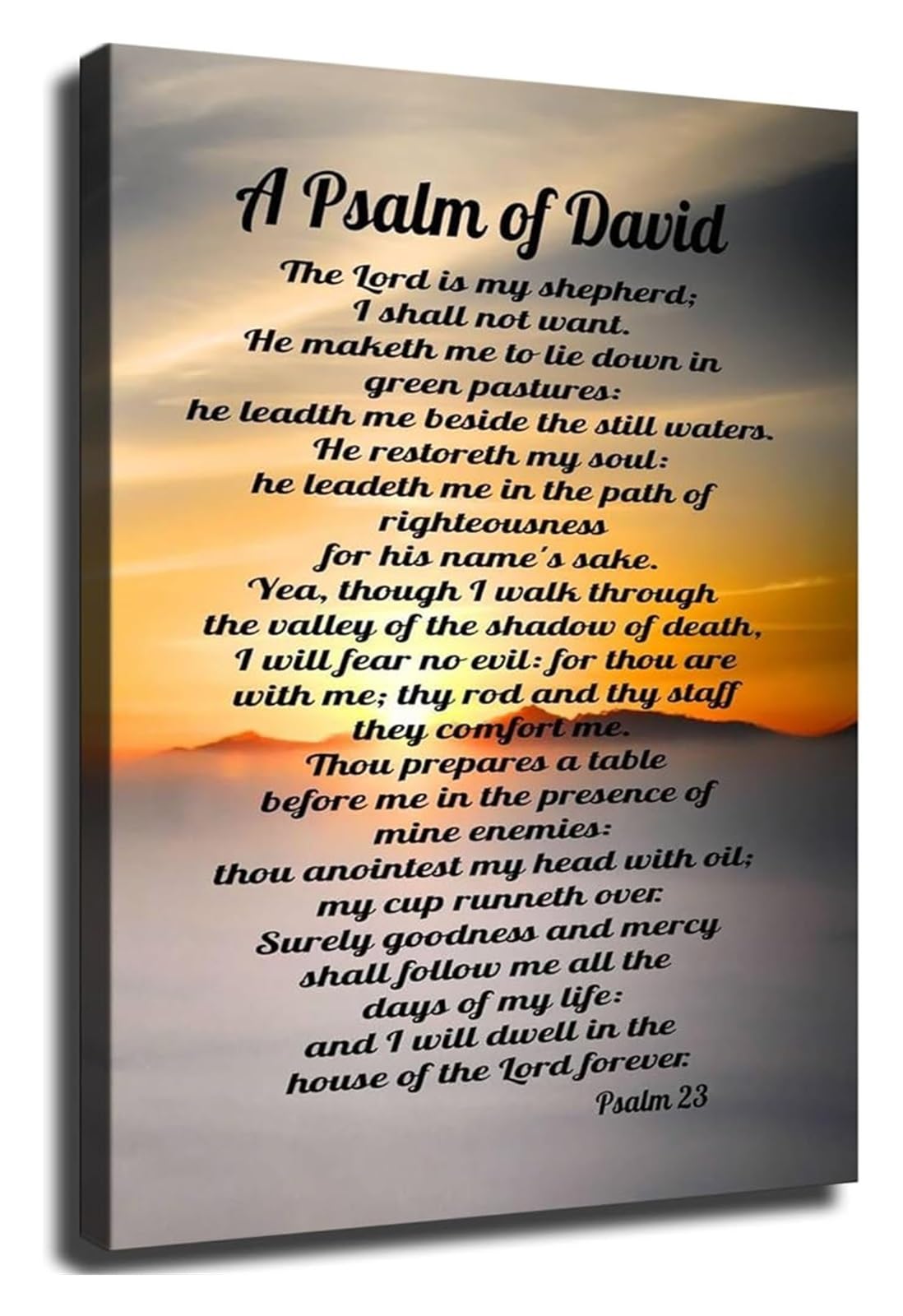 KCDFDVJFBM Psalm 23 Inspirational Scripture Poster Wall-Art for Home Decor(Framed,12x18inch(30x45cm))
