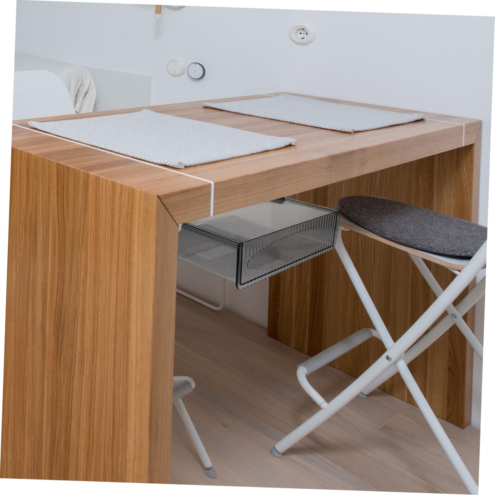 2 pezzi Organizzatore Cassetto Adesivo Scrivania Organizer in Plastica Resistente per Casa e Ufficio con Cassetto Scorrevole per Cosmetici e Cancelleria