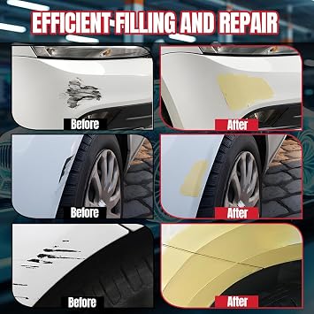 Auto Body Filler, Car Scratch Repair Kit, 100g Car Filler & 10g Hardener, Sandpaper, Scraper, Harden without Cracking, Quick-Drying Suit for Car, Boat, Metal, Fibreglass Paint Scratch Removal Repairs