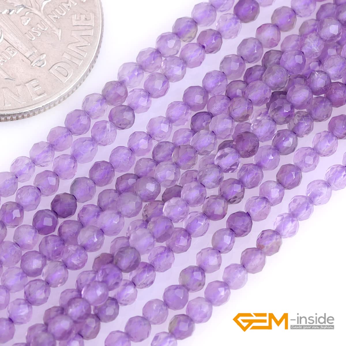 Gem-Inside 2mm Natural Purple Amethyst Real Crystal Gemstone Faceted Spacer Beads for Jewelry Making Strand 15'' - Image 3