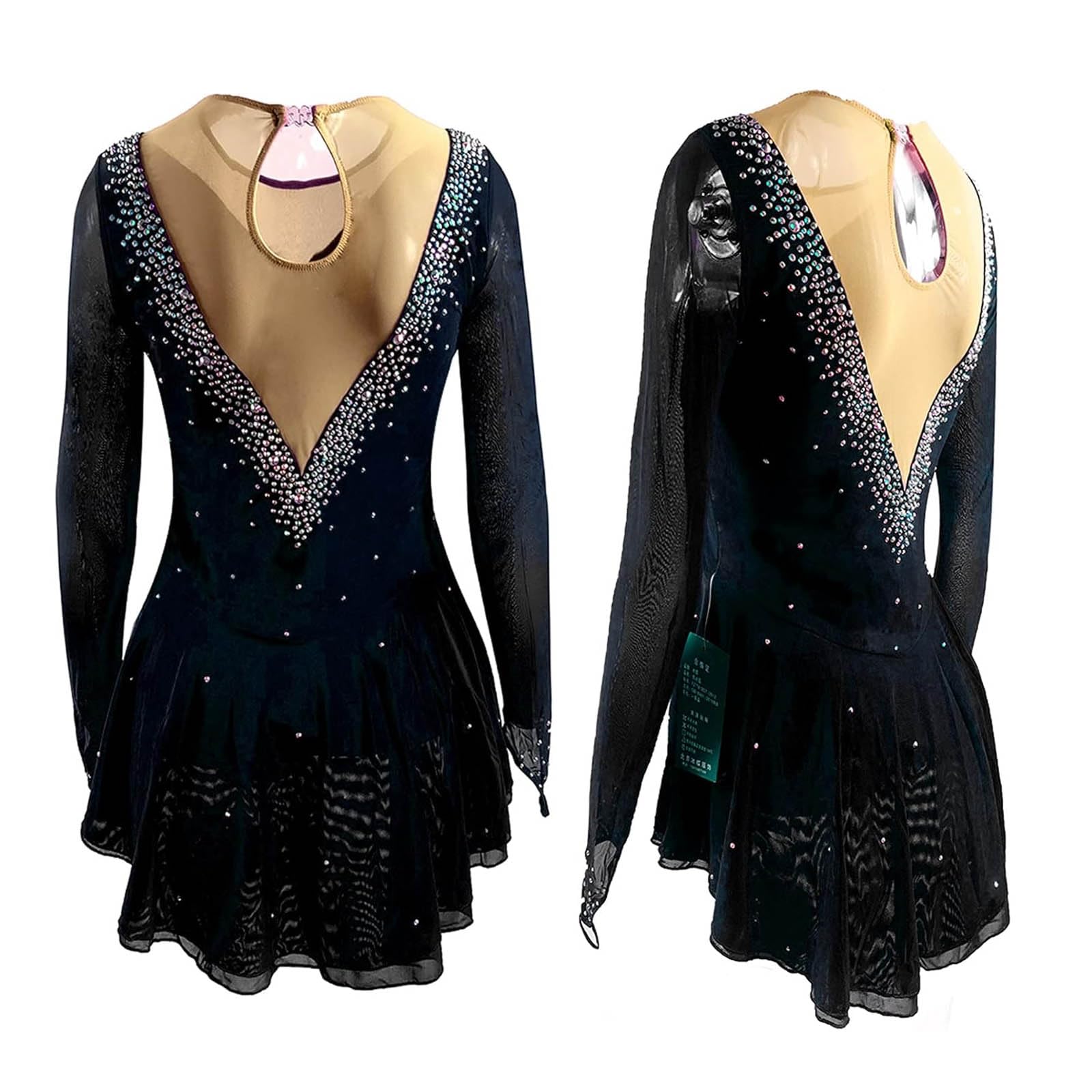 LIUHUO Costume da Donna e Ragazza, Pattinaggio su Ghiaccio, in Rete Elasticizzata, per Natale, Vacanze, Costume da Ballo