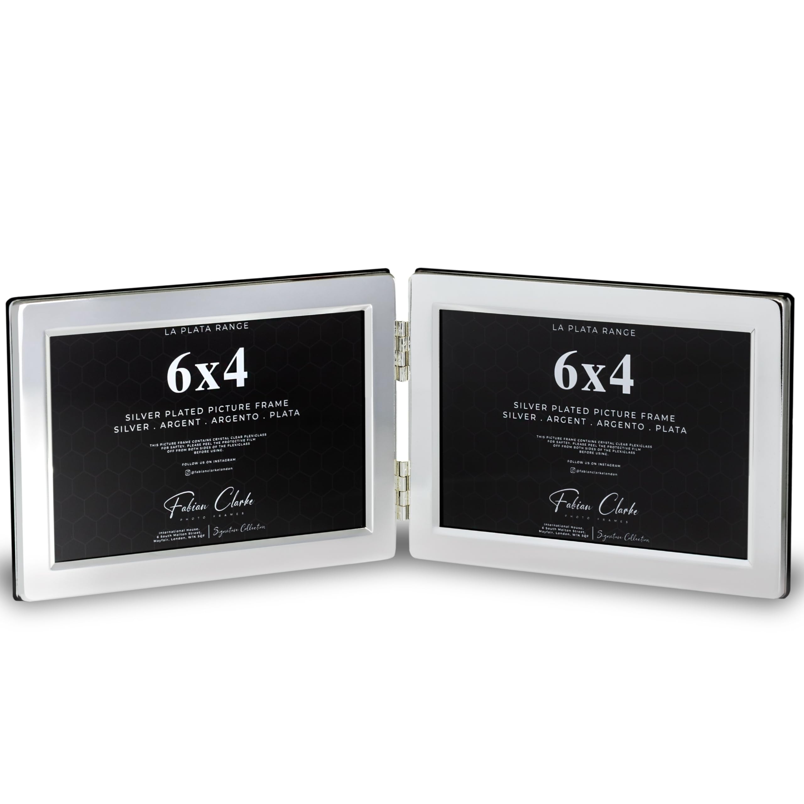 Silver Plated Picture Frame Double Frame Landscape Orientation for Two Photos or Pictures Traditional Silver Picture Frames & Tarnish Resistant (6x4)