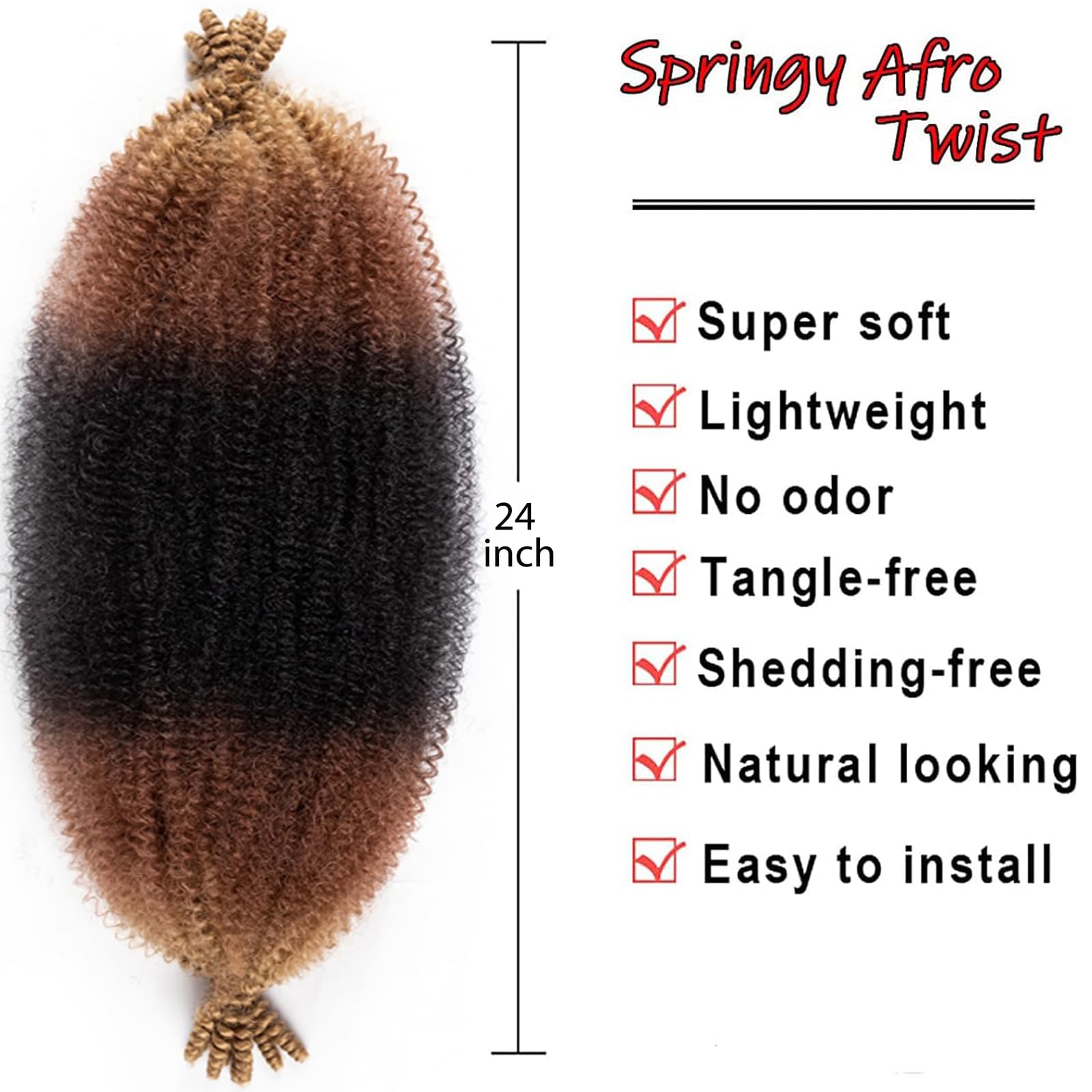 Springy Leg Extentions Snapklik.com : 24 Inch Pre-Separated Springy Afro Twist Hair 8 Packs ...