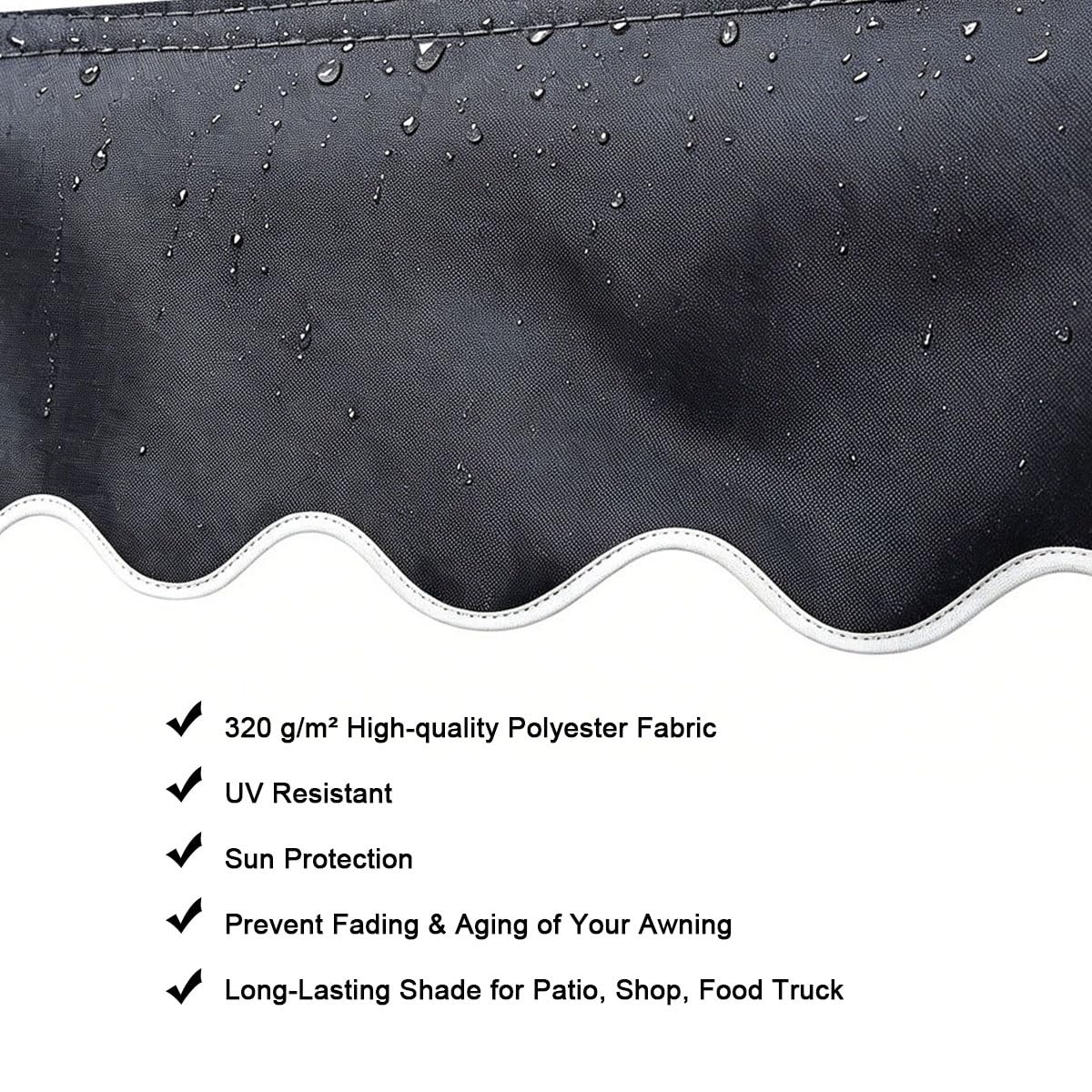 Générique Lambrequin pour Store Banne, Conçu pour Remplacer Facilement Votre Cantonnière Usée, 2-7 m L Protège Efficacement Votre Terrasse Contre Les Rayons UV