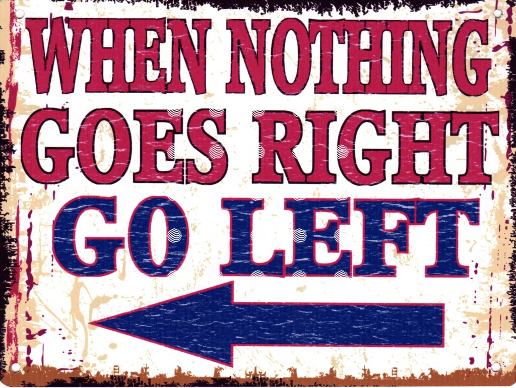 Ingzzaac Metalpostera154104 When Nothing Goes Right Go Left Funny Metal Sign Vintage Metal Tin Sign 8X12 Inches