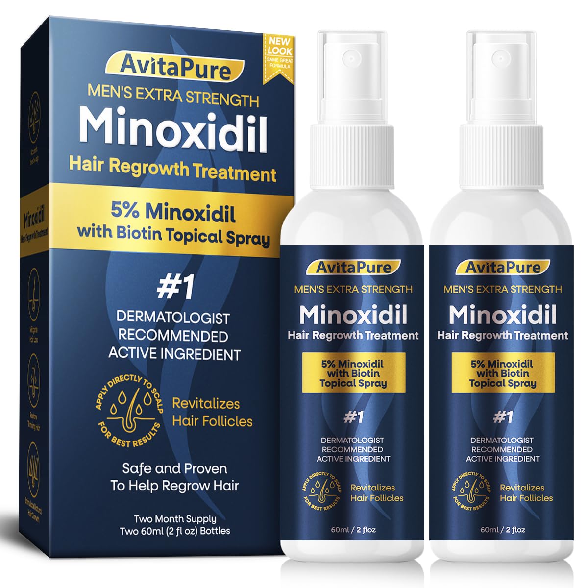 5 Minoxidil for Men Hair Growth Spray Extra Strength Hair Regrowth Treatment for Men to Combat Hair Loss