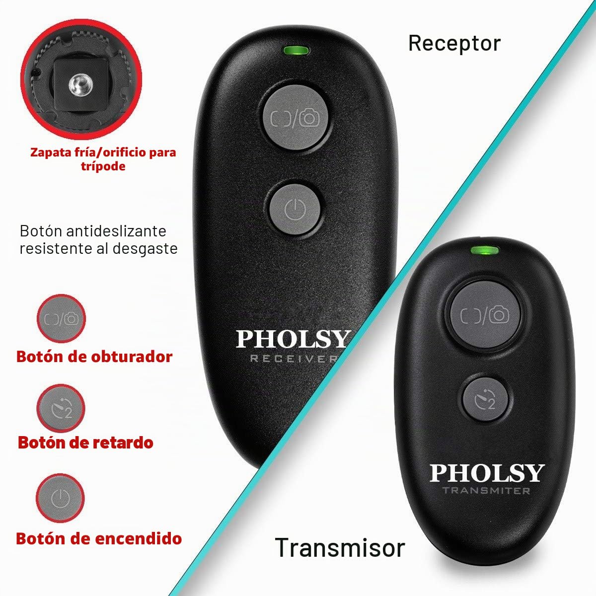 PHOLSY Disparador Control Remoto Cámara Mandos a Distancia Inalámbrico para Canon R100 R8 R6ii R7 R10 90D 250D 850D 6Dii; para Olympus OM-1 EM1X EM1ii EM5iii; para Fuji GFX50Sii XT3 XT4 XT5 XT30 | Compatible con Canon R100 R8 R6ii R7 R10 250D 6Dii 7Dii; O