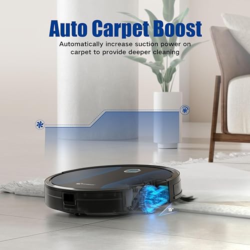 Miniatura 7 de Coredy Robot Aspirador, totalmente nuevo, con tira de carga incluida, protección de sensor inteligente de 360, succión de 1400 pa máxima, aspirador