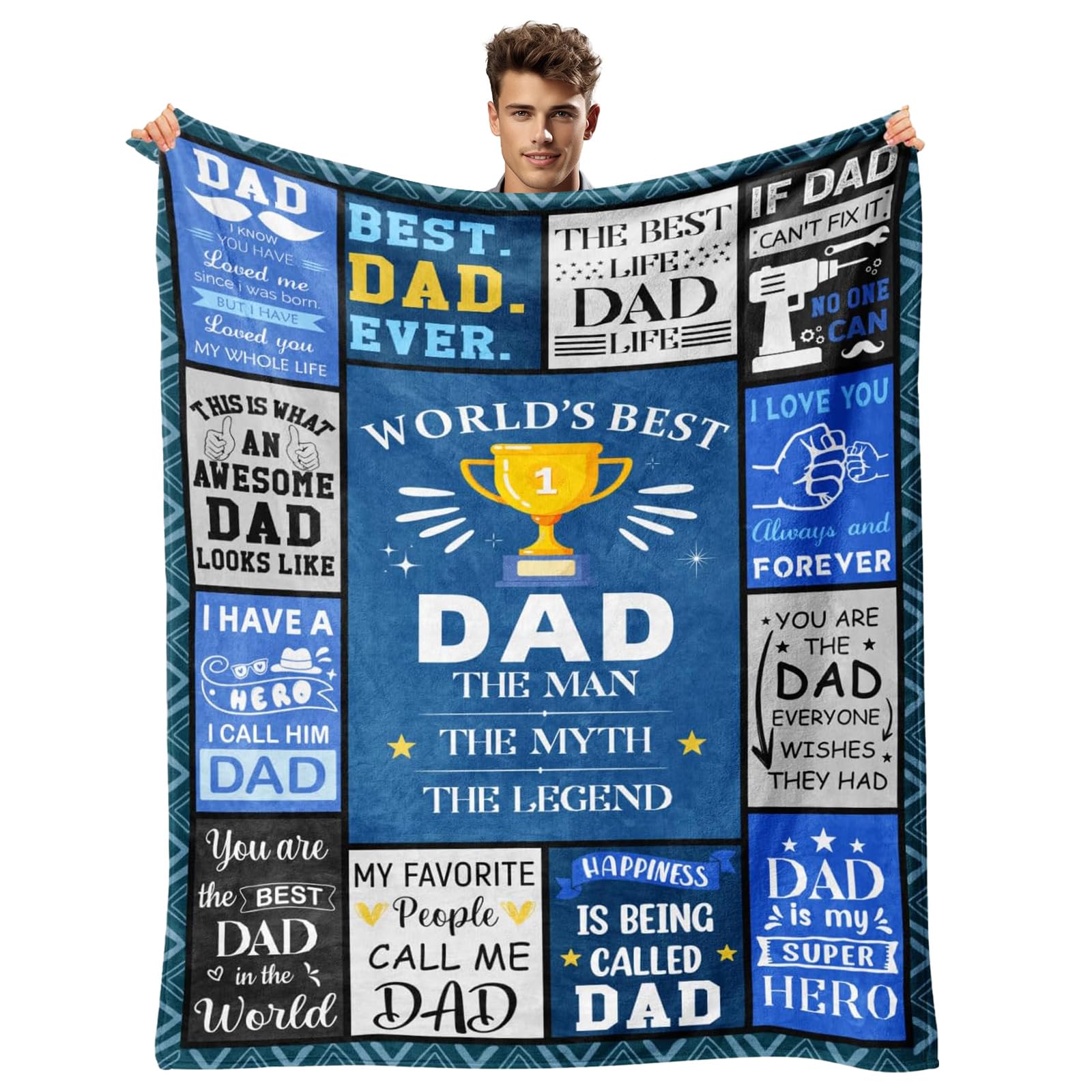 Dad Gifts Blanket,150x130cm, Soft Flannel Blanket Throw, Birthday Present for Daddy from Daughter Son Throw, Birthday Gift for Dad, Best Father Gifts, Present for Father’s Day, Christmas,Birthday