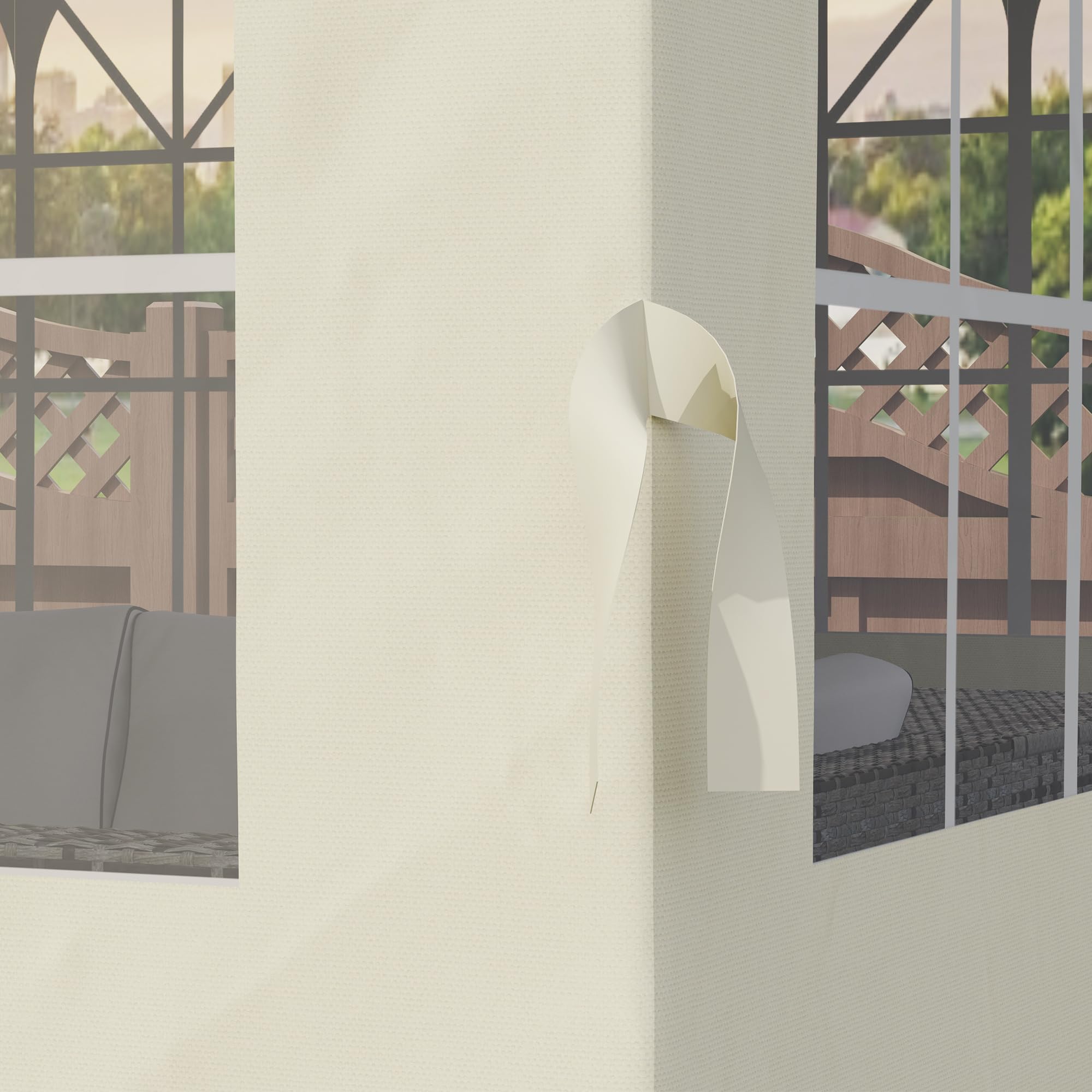 Outsunny Mur Latéral 4 Pièces pour Pavillon 3x3m 302x205cm Blanc Crème