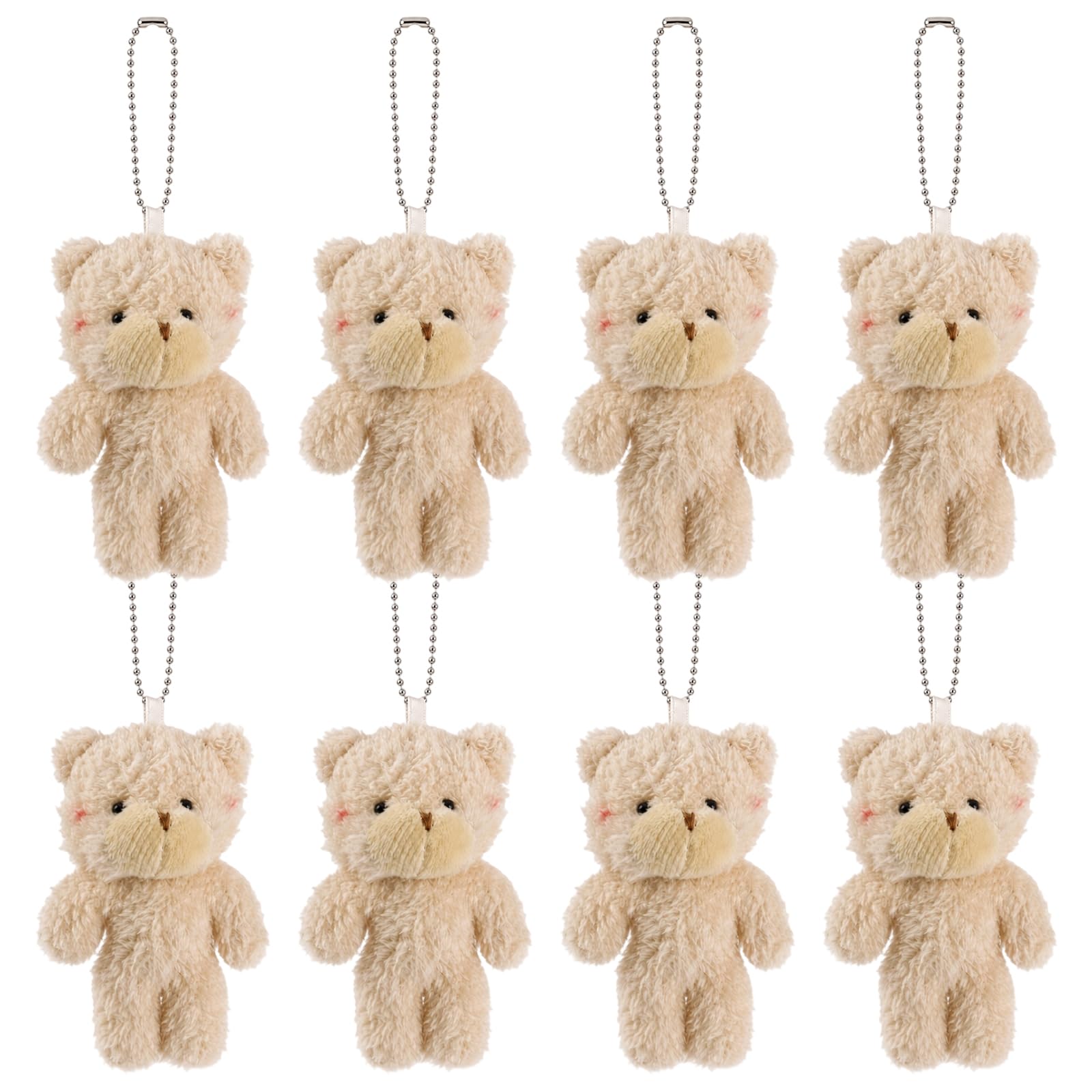 WsiQxuc 8Pcs Mini Teddy Bears, Plush Keychain Accessories for Party Favours and DIY Crafts