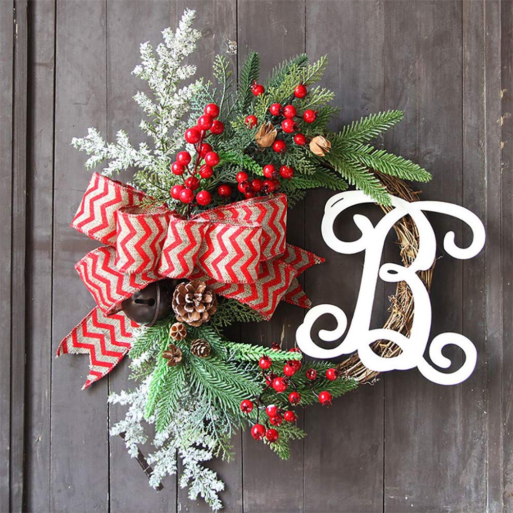 Guirlande De Noël Porte Suspendue Plante Artificielle Rotin Cercle Décoration Murale Simulation Faux Fleur Guirlande Suspendue pour La Maison 2