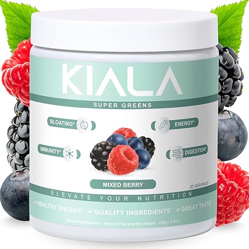 Vista 19 de Kiala Nutrition - Polvo Superverdes de verdes orgánicos, con espirulina y clorella, para la digestión, salud intestinal, inmunidad, energía, sin