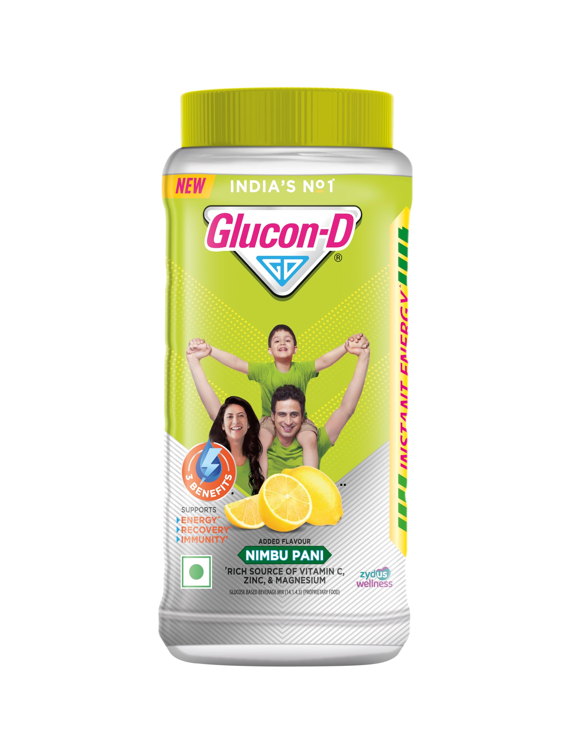 Glucon-D Nimbu Pani Glucose Powder(400G, Jar)| For Tasty & Healthy Tangy Flavoured Glucose Drink| Provides Instant Energy| Vitamin C Supports Immunity| Contains Calcium For Bone Health, Lime