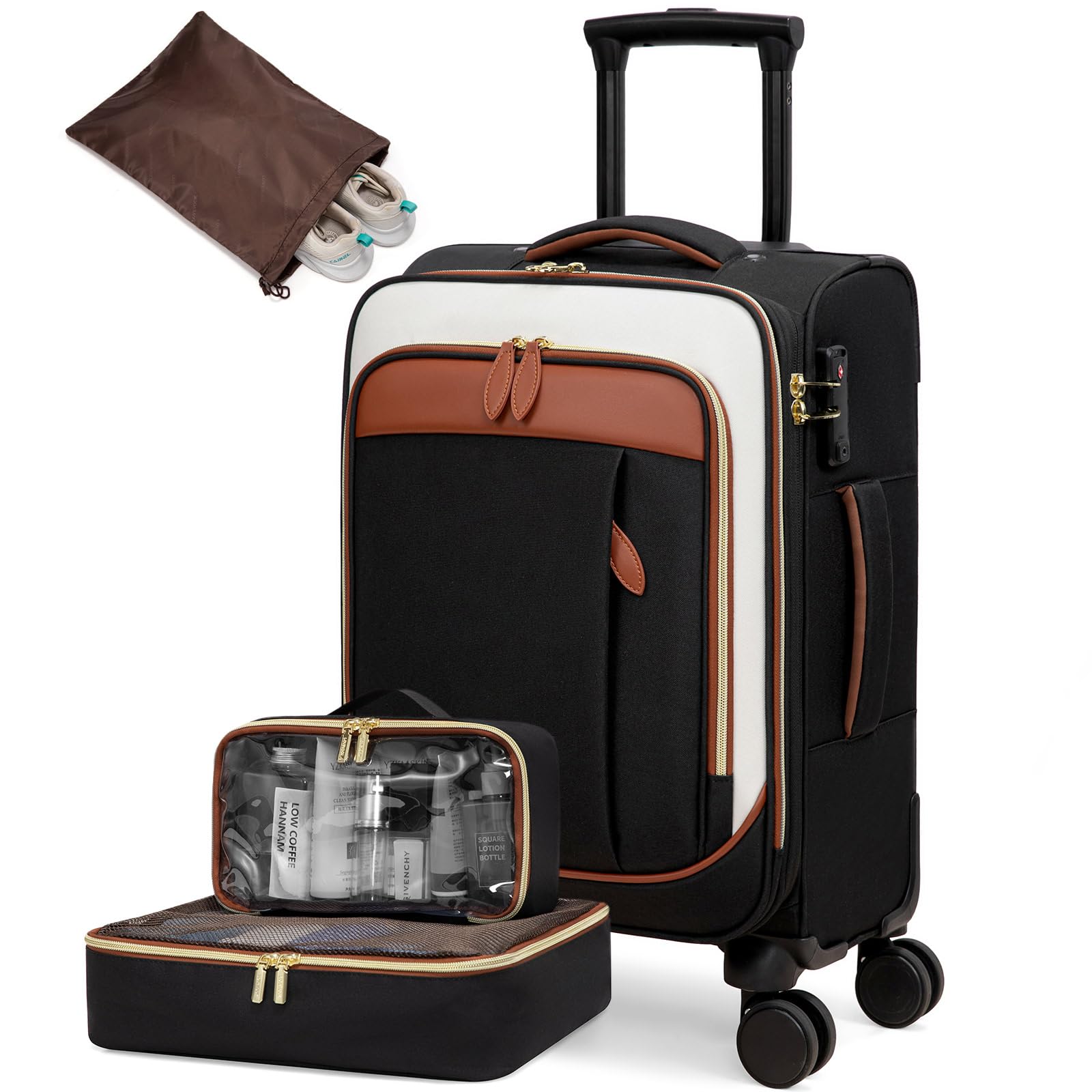 LOVEVOOK Carry on Luggage for Women and Men, Softside Suitcases with Daul Wheels