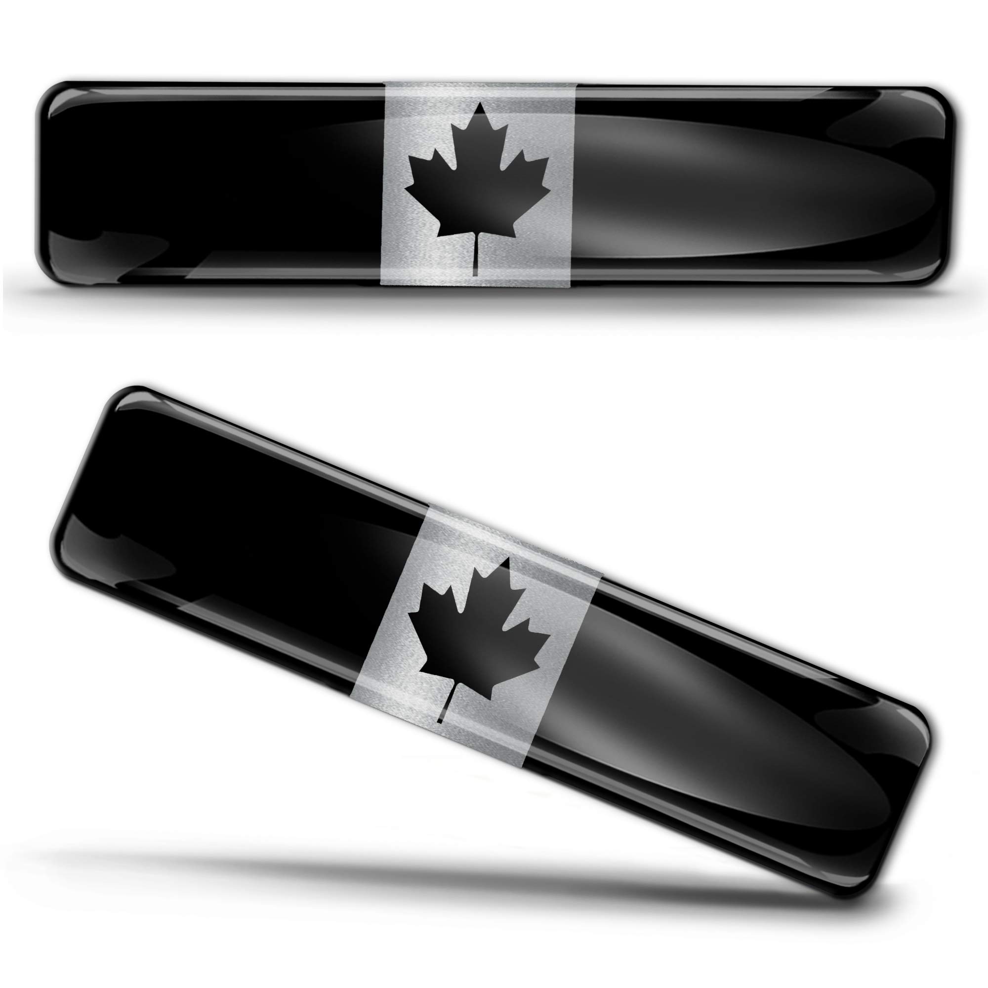 Biomar Labs Canada Canadian Flag F 134 2 X 3D Domed Silicone Stickers Decals Black Silver Maple Leaf Canadian Canada National Flag Emblem Car Motorcycle Helmet F 134/2-Ka