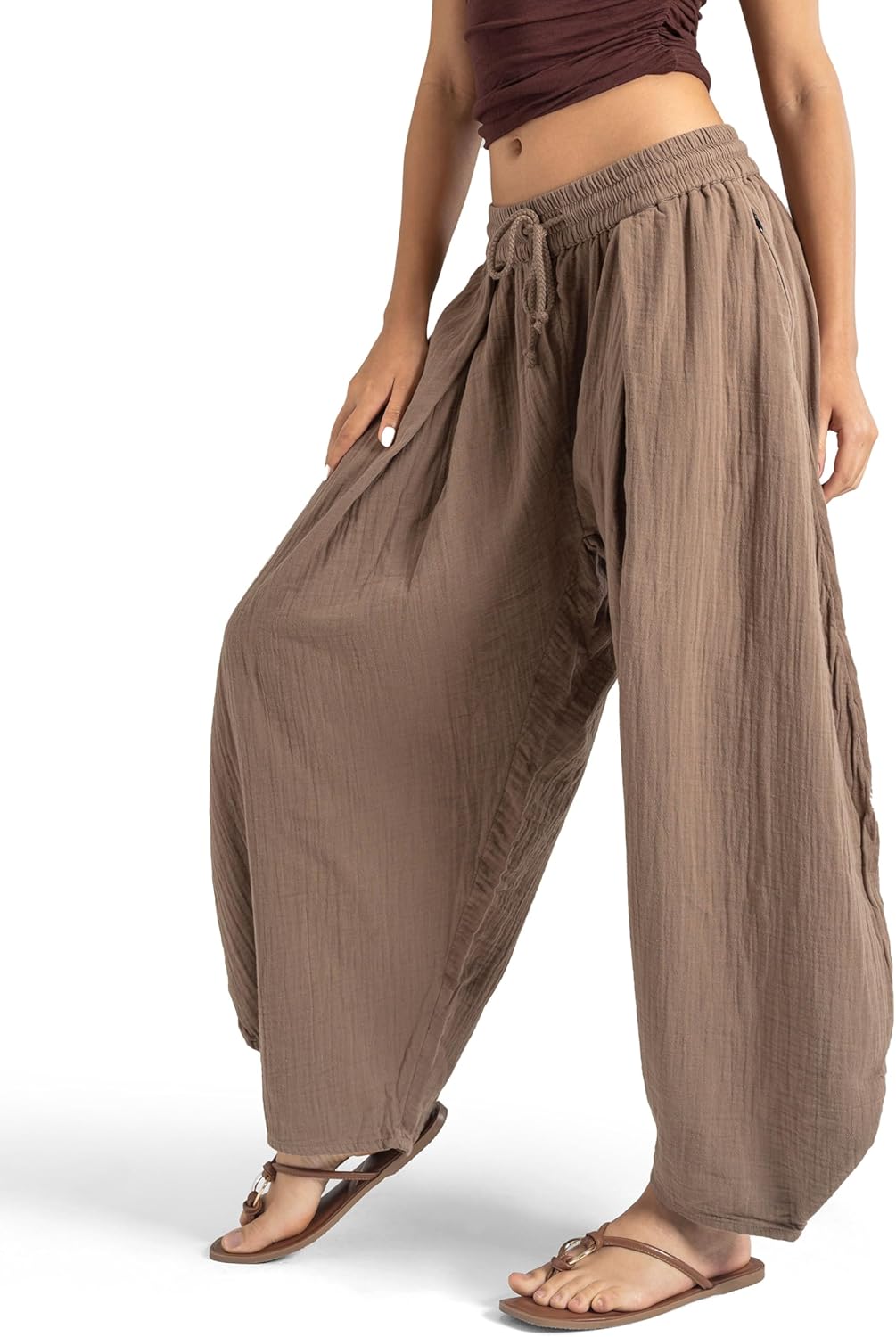 The Veshti Company Women's Bangkok Barrel Harem Pants | Cotton Boho Joggers - Yoga, Dance, Travel & Lounge